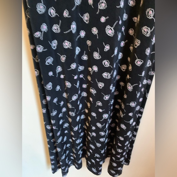 Vintage 90s Black w/ pink flowers Sequined Maxi Dress liquid knit pheobe - Picture 4 of 7